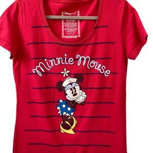 Disney‎ Store Minnie Mouse Red Striped Organic Cotton Graphic T-Shirt